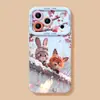 Funda Blanda de Silicona de Zorro y Conejo de Invierno para Apple 17, 16 Pro Max, 15 con Temática de Pareja, Funda de Teléfono Zootopia 14