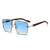 Gafas de Sol Cuadradas de Alta Gama Europeas y Americanas para Hombre con Patillas de Imitación Madera y Doble Puente Gafas de Sol de Marco Grande
