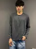 Diseño de alta gama cuello redondo primavera y otoño texturizado cepillado casual para ir al trabajo fitness transpirable exterior manga larga camiseta