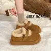 Zapatos nuevos de algodón para invierno, a prueba de frío, forrados de felpa, estilo Birkenstock, de suela plana, engrosados, con hebilla, de una tira, cálidos, invierno 2026, botas de nieve