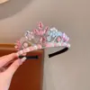 Diadema Corona para Niñas Frozen Elsa Diamante Azul Perla Diadema Primavera y Verano Vestido de Actuación Accesorios para Disparos