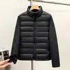 2026 Invierno Nuevo Abrigo de Algodón con Cuello Alto Chaqueta de Algodón Versátil Simple y Elegante Corte Delgado Abrigo Patchwork