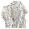 Princesa Pastoral Fengyunduo Pijama de Algodón para Mujer Verano Nuevo Conejo Manga Corta Pantalones Ropa de Casa Casual Toma Real Venta al por Mayor