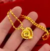 Collar con Colgante de Corazón de Melocotón Dorado Sand Gold de Vietnam para Clavícula Femenina Collar Chapado en Oro Colgante de Temperamento Simple Venta de Fábrica