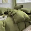 Juego de ropa de cama a rayas de cuatro piezas 100% algodón, Clase A, estilo simple, funda de edredón, sábana plana, sábana ajustable, algodón puro de 60 hilos, algodón lavado