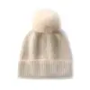 Gorro de hilo con pompón de cachemira otoño e invierno con forro polar tejido grueso para mujeres hombres circunferencia de cabeza grande versátil cálido gorro de poner protección para los oídos