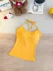 13 cores! Top Regata Strappy de Cor Sólida Super Versátil com Sutiã Embutido Confortável Listrado Hot Girl Costas Bonitas Camada Interna Top Feminino