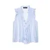 Ropa Popular para Mujer de Aliexpress Transfronteriza Exportación al por Mayor Nuevo Punto Zr Holgado Decorativo en Capas Top Drapeado