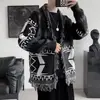 Cardigan Suéter Moderno Estilo Coreano para Homens Outono e Inverno 2025 Novo Gola Reversível Malha Estilo Hong Kong Ins Solto Jaqueta Moderna