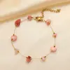 Moda Europeia e Americana senso de alta qualidade pulseira irregular de pedra natural e cristal para temperamento feminino joia de aço inoxidável com cascalho