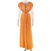 Vestido versátil de color liso para mujer, estilo europeo y americano, corte holgado, con escote en V profundo, sin mangas, ajustado al cuerpo, cintura plisada, vestido largo de fiesta