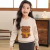 Engrosado 0 Oso Niños Siete Agujas Lana Pura Dibujos Animados 10 Suéter Bordado Bufanda de Mujer Mismo Estilo Cuello Medio Alto Hombres