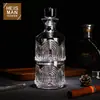 Botella de Vidrio para Whisky Apilable Estilo Retro Soplado a Mano Juego Combinado de Botella de Vino de Vidrio de Alto Valor Grabado