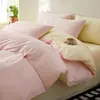 Conjunto de Roupa de Cama Quatro Peças Patchwork de Cor Lisa Dupla Cor Classe A 100% Algodão Conjunto de Três Peças para Dormitório Estudantil Algodão Puro 100% Algodão Lavado Venda por Atacado