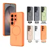 Aplicable Transfronterizo Samsung S26Ultra Tacto de Piel Mate Funda Magnética para Teléfono S25 Diseño de Agujeros Finos con Cubierta Protectora Adicional de Color Sólido