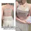 Camisola estilo francês com renda, alças finas, bojos embutidos, anti-exposição, peça íntima tudo-em-um, lingerie plus size