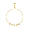Pulsera con Diseño de Pétalo Micro-Pavimentada con Circonita Chapada en Oro Real de 14K Estilo Coreano Popular Estilo Genial Simple Pulsera para Mejor Amiga