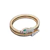Pulsera Serpiente Personalidad Transfronteriza Europea y Americana Collar Abierto Moda para Mujer Pulsera Collar Estilo Frío Lujo Ligero Joyería Completa de Diamantes