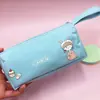 Ins Estojo Simples para Lápis de Estudante Camada Dupla Portátil Grande Capacidade Zíper Caixa de Papelaria Menina Desenho Animado Fofo Estojo para Lápis Masculino