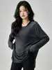 Nuevo top de yoga de manga larga, diseñado para mujeres, con un corte holgado, fluido y ligero, perfecto como capa exterior para correr al aire libre y actividades deportivas de secado rápido