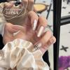 Usa Armor Uñas Postizas Avanzadas Ojo de Gato Pedrería Lazo Piezas de Uñas Hechas a Mano Removibles Piezas de Uñas Negras de Onda con Puntos