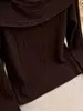 Suéter de tricô único e bonito na cor café, perfeito como xale ou suéter, um top estiloso e elegante para mulheres no outono