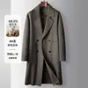 Casaco de Lã Oversized Masculino com Design de Botões Duplos, 100% Lã, Adequado para Outono e Inverno, Casaco Trench de Lã Dupla Face, Roupa de Exterior Casual