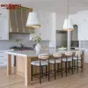 Gabinetes de Madera Maciza Personalizados para Fábrica de Comercio Exterior, Isla Estilo Americano, Gabinetes de Cocina Estilo Europeo, Decoración Blanca, Hecho a Medida en General