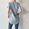 Roupa de Yoga Manga Curta Verão Nova Comprimento Médio Cobre o Quadril Emagrecedor Secagem Rápida Top Respirável Fitness Esportes Camiseta Feminina Fina
