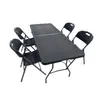 Juego de mesa y silla plegables negros, combinación de mesa y silla plegables de plástico para puestos exteriores, reuniones y juntas