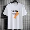 Camiseta de Verano de Manga Corta Transfronteriza para Hombre, Cuello Redondo, Top Moderno con Estampado Estilo Ins, Talla Grande Versátil de Media Manga para Hombre, Camiseta Base