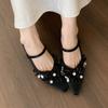 Zapatillas de Media Caña Plateadas Elevadas por Dentro para Mujer Verano Exterior Estilo Francés de Nicho Zapatos de una Sola Pieza Mary Jane de Suela Gruesa