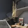 Araña para Escaleras Moderna Minimalista Villa Dúplex Loft Escalera de Caracol Marco Rectangular Ultra-Largo Minimalista Luminaria