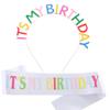 Nuevo conjunto de cinturón de cortesía con correa para el hombro y letras "IT'S MY BIRTHDAY" para fiesta de cumpleaños de niña