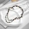 Aço Inoxidável Simples Feito à Mão Cor Corrente Longa Moda Europeia e Americana Pulseira de Cristal Natural Preto Feita à Mão Colar terno