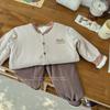 Conjunto de Jaqueta e Calça Quiltada de Algodão de Xinjiang Lavável à Máquina para Bebê, Jaqueta Interna e Externa Quente e Espessada para Uniforme Escolar