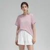 Ropa de Yoga para Mujer Manga Corta Deportiva Verano Cuello Redondo Casual Transpirable Microelástica Fitness Running Fina Holgada Manga Corta