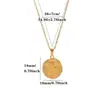 Colar com Pingente Redondo Cravejado de Diamantes em Aço Inoxidável Galvanoplastia a Vácuo em Ouro 18K Pingente Retrato Retrô Europeu e Americano Elegante Corrente Clavícula Venda por Atacado