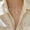 Tienda de Oro Puzuo Mismo Estilo Arena Dorada Paz y Alegría Diamante Redondo Multicolor Borla Collar Diseño para Mujer Cadena Versátil para Clavícula
