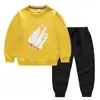 Primavera e Outono 2023 nova roupa infantil transfronteiriça suéter infantil calça conjunto de duas peças cor sólida bebê algodão manga longa
