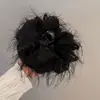 Pinza para el Cabello de Malla con Borla de Plumas de Aspecto de Lujo, Nuevo Estilo 2023 para Mujeres, Pasador para Recogido en la Parte Trasera de la Cabeza, Accesorio para el Cabello de Pinza de Tiburón