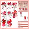 Pegatinas Decorativas de Flores de Rosa y Corazón para el Día de San Valentín 2026, Adhesión Estática para Puertas de Vidrio, Gabinetes y Ventanas