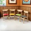 Sillas de comedor tapizadas de madera maciza multicolor, diseño moderno y minimalista, adecuadas para mesas de comedor en casa, cafeterías, restaurantes de comida rápida y uso comercial como sillas con respaldo.