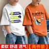Camiseta de Manga Corta para Niños 2026 Nueva Moda de Verano Top Estampado Elegante para Niños Mayores, Camiseta Básica de Algodón Puro de Corte Holgado