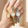 Pulsera de Jade Vintage GEDI Reloj para Mujer con Esfera de Diamante Ovalado, Lujo Ligero Nicho Estilo Chino Exquisito Reloj de Cuarzo Transfronterizo