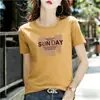 Camiseta de Verano para Mujer, Cuello Redondo, Estilo Coreano, Energética, Ajustada, Relajada, Casual, Holgada, Tallas Grandes, Oculta el Vientre, Rejuvenecedora, Estilo Mamá