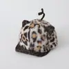 Gorra de Béisbol de Felpa Cálida con Estampado de Leopardo Elegante para Invierno, para Niños y Niñas, Gorra de Moda a Prueba de Viento para Exteriores