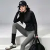 Conjunto de Ropa de Yoga para Mujer: Cárdigan de cuello alto de alta gama, de manga larga, Pantalones de yoga de cintura alta, Ropa elástica y transpirable para correr y fitness para otoño