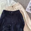 Pantalones Rectos de Pierna Ancha de Pana 3D Yunbai Mansu/26 Otoño, Color Sólido, Cintura Semi-Elástica, Pantalones Largos de Tiro Alto