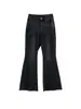 Calça Jeans Flare Slim Fit Feminina para Baixinhas, 26 Outono Novo Estilo, Algodão Drapeado Slim Fit Stretch Calça Longa de Cor Escura